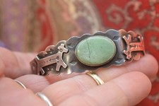 Vintage Navajo Sterling Fred Harvey Green Turquoise Cuff Bracelet As Is