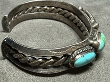 Sterling Silver Turquoise Fred Harvey Era Navajo Pawn Cuff Bracelet - Additional view 3