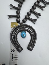 NATIVE AMERICAN NAVAJO TURQUOISE & STERLING VINTAGE SQUASH BLOSSOM FRED HARVEY - Additional view 7