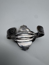 NATIVE AMERICAN NAVAJO VINTAGE CHRYSOCOLLA & STERLING FRED HARVEY STYLE CUFF 41G - Additional view 4