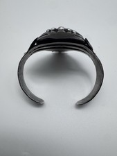 NATIVE AMERICAN NAVAJO VINTAGE CHRYSOCOLLA & STERLING FRED HARVEY STYLE CUFF 41G - Additional view 5