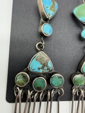 NATIVE AMERICAN NAVAJO TURQUOISE & STERLING FRED HARVEY ERA EARRINGS BEAUTIES!! - Additional view 1