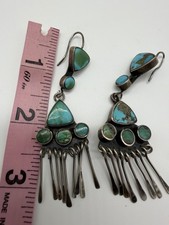 NATIVE AMERICAN NAVAJO TURQUOISE & STERLING FRED HARVEY ERA EARRINGS BEAUTIES!! - Additional view 7