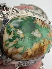NATIVE AMERICAN NAVAJO TURQUOISE & STERLING FRED HARVEY ERA RARE NECKLACE BEAUTY - Additional view 1