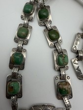 NATIVE AMERICAN NAVAJO TURQUOISE & STERLING FRED HARVEY ERA RARE NECKLACE BEAUTY - Additional view 4