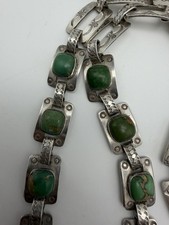 NATIVE AMERICAN NAVAJO TURQUOISE & STERLING FRED HARVEY ERA RARE NECKLACE BEAUTY - Additional view 5