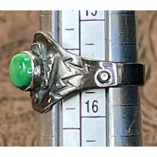 VTG Fred Harvey Era Sterling Silver Thunderbird Ring Green Turquoise Size Sz 5 - Additional view 11