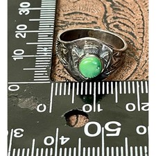 VTG Fred Harvey Era Sterling Silver Thunderbird Ring Green Turquoise Size Sz 5 - Additional view 13