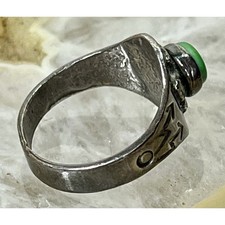 VTG Fred Harvey Era Sterling Silver Thunderbird Ring Green Turquoise Size Sz 5 - Additional view 5
