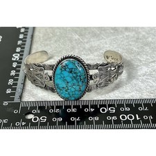 Vintage FRED HARVEY Navajo BIG Turquoise THUNDERBIRD Sterling Bracelet 6.75
