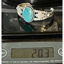 Vintage FRED HARVEY Navajo BIG Turquoise THUNDERBIRD Sterling Bracelet 6.75