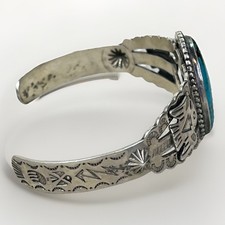 Vintage FRED HARVEY Navajo BIG Turquoise THUNDERBIRD Sterling Bracelet 6.75