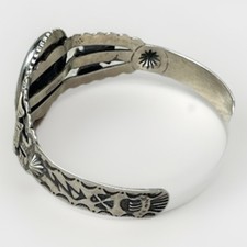 Vintage FRED HARVEY Navajo BIG Turquoise THUNDERBIRD Sterling Bracelet 6.75