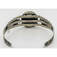 Vintage FRED HARVEY Navajo BIG Turquoise THUNDERBIRD Sterling Bracelet 6.75