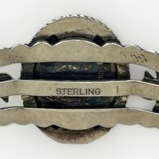 Vintage FRED HARVEY Navajo BIG Turquoise THUNDERBIRD Sterling Bracelet 6.75