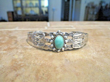 VERY OLD Fred Harvey Era Navajo 900 Coin Silver Turquoise THUNDERBIRD Bracelet - Additional view 1
