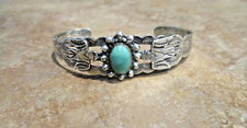 VERY OLD Fred Harvey Era Navajo 900 Coin Silver Turquoise THUNDERBIRD Bracelet - Additional view 2