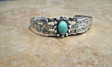 VERY OLD Fred Harvey Era Navajo 900 Coin Silver Turquoise THUNDERBIRD Bracelet - Additional view 6
