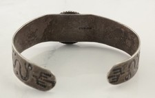 Antique Fred Harvey Era Green Turquoise Cuff Sterling Silver Bracelet - Additional view 5