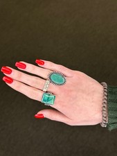 Fred Harvey Era Turquoise Oval Sterling Silver Ring Size 6 - Additional view 1