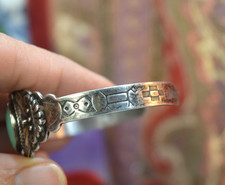 Vintage Navajo Sterling Fred Harvey Turquoise Cuff Bracelet 7 3/8