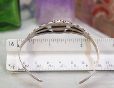 Vintage Navajo Sterling Fred Harvey Turquoise Cuff Bracelet 7 3/8