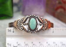 Vintage Navajo Sterling Fred Harvey Turquoise Cuff Bracelet 7 3/8
