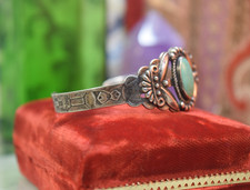Vintage Navajo Sterling Fred Harvey Turquoise Cuff Bracelet 7 3/8
