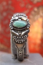Vintage Navajo Sterling Fred Harvey Turquoise Cuff Bracelet 7 3/8