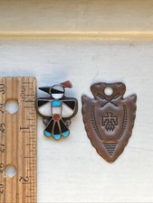 Native American Thunderbird Key Fob Copper VTG Fred Harvey Era w Inlay Bird Part - Additional view 1