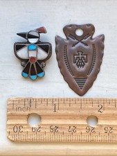 Native American Thunderbird Key Fob Copper VTG Fred Harvey Era w Inlay Bird Part - Additional view 2