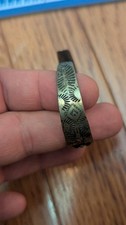 Native American Fred Harvey Era sterling Silver Stamp Green turquoise bracelet - Additional view 5