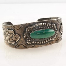 Native American Fred Harvey Cerillos Turquoise Sterling Silver Cuff Bracelet - Additional view 4