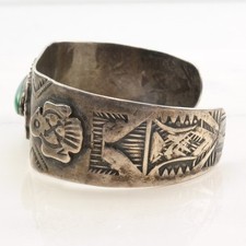 Native American Fred Harvey Cerillos Turquoise Sterling Silver Cuff Bracelet - Additional view 6