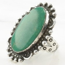 Fred Harvey Era Turquoise Oval Sterling Silver Ring Size 6