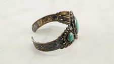Fred Harvey Era Blue Turquoise Cuff Sterling Silver Bracelet - Additional view 7