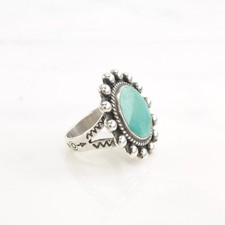 Fred Harvey Era Turquoise Circle Sterling Silver Ring Size 6 3/4 - Additional view 5