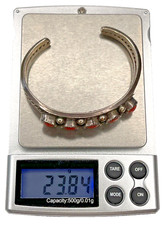 Old Pawn Navajo Red Branch Coral Sterling 925 Cuff Bracelet 23G Fred Harvey Era - Additional view 1