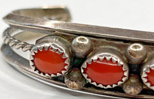 Old Pawn Navajo Red Branch Coral Sterling 925 Cuff Bracelet 23G Fred Harvey Era - Additional view 2