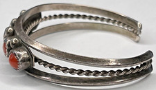 Old Pawn Navajo Red Branch Coral Sterling 925 Cuff Bracelet 23G Fred Harvey Era - Additional view 3