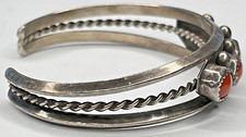 Old Pawn Navajo Red Branch Coral Sterling 925 Cuff Bracelet 23G Fred Harvey Era - Additional view 6