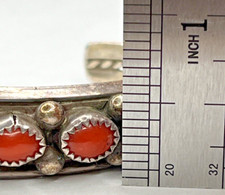 Old Pawn Navajo Red Branch Coral Sterling 925 Cuff Bracelet 23G Fred Harvey Era - Additional view 10