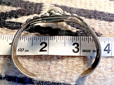OLD PAWN BOWTIE STAMP Southwestern BUMP UP CUFF bracelet silver Fred Harvey 6.5