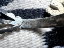 OLD PAWN BOWTIE STAMP Southwestern BUMP UP CUFF bracelet silver Fred Harvey 6.5