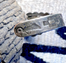 OLD PAWN BOWTIE STAMP Southwestern BUMP UP CUFF bracelet silver Fred Harvey 6.5