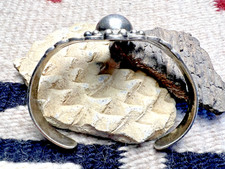 OLD PAWN BOWTIE STAMP Southwestern BUMP UP CUFF bracelet silver Fred Harvey 6.5