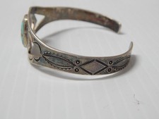 VINTAGE NAVAJO INDIAN 1930s FRED HARVEY INGOT STERLING SILVER TURQUOISE BRACELET - Additional view 2