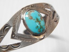 VINTAGE NAVAJO INDIAN 1930s FRED HARVEY INGOT STERLING SILVER TURQUOISE BRACELET