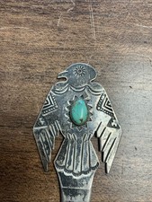 Fred Harvey Style Sterling And Turquoise Letter Opener Thunderbird Motif - Additional view 1