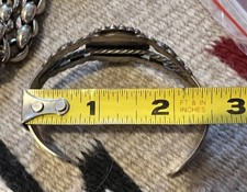 Vintage FRED HARVEY ERA petrified wood cuff bracelet sterling silver 6.25